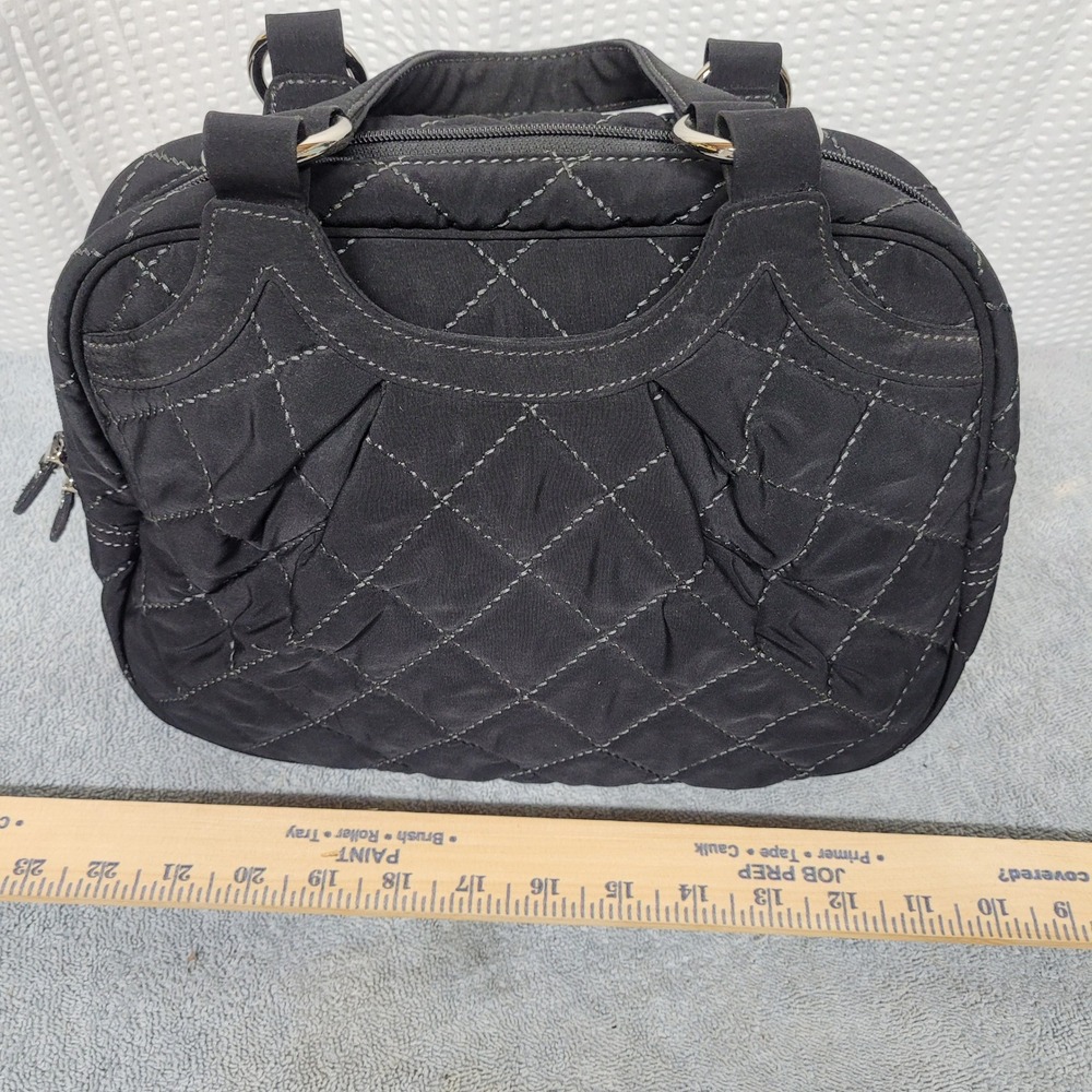 Vera Bradley Black‎ Quilted Microfiber Satchel Handbag Floral Lining 2012
